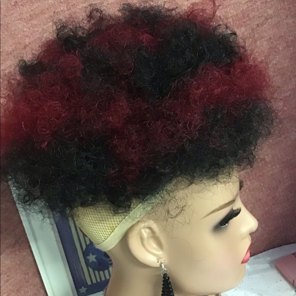 Two-tone Synthetic Short Kinky Drawstring Ponytail for Women